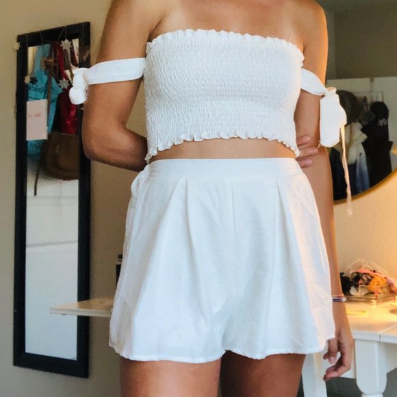 Blue Blush Pants - White Two-Piece Set